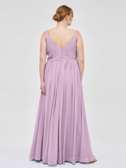 Doppel Träger Chiffon Brautjungfernkleider Blauregen Übergroße