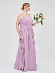 Doppel Träger Chiffon Brautjungfernkleider Blauregen Übergroße