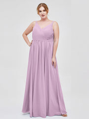 Doppel Träger Chiffon Brautjungfernkleider Blauregen Übergroße