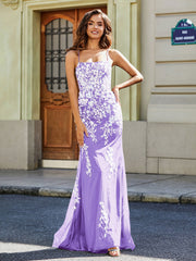 Sweep Zug Spitze Oberteil Tüll Kleid Lila