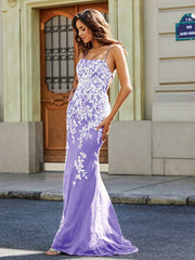 Sweep Zug Spitze Oberteil Tüll Kleid Lila