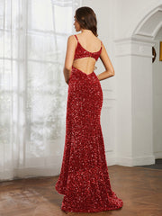 Herzform Pailletten Meerjungfrau Kleid Rot