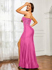 Strass Applique Meerjungfrau Kleid mit Schlitz Azalee