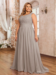 Applique und Perlenstickerei Kleid mit Herz-Ausschnitt Taupe