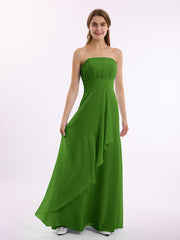 Criss-Cross-Riemen Ausschnitt Chiffon Brautjungfernkleid Moos