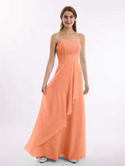 Criss-Cross-Riemen Ausschnitt Chiffon Brautjungfernkleid Papaya