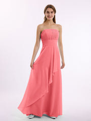Criss-Cross-Riemen Ausschnitt Chiffon Brautjungfernkleid Wassermelone