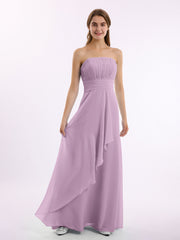 Criss-Cross-Riemen Ausschnitt Chiffon Brautjungfernkleid Blauregen