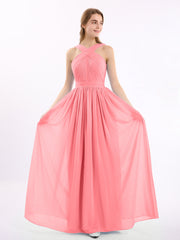 Vorderes Kreuz Chiffon lang Kleid mit Bowknot Wassermelone