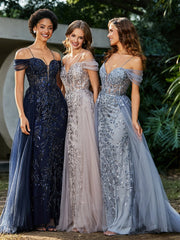 Spitze Oberteil Rücken Schulterfrei Tüllkleid Dunkelmarine Übergröße