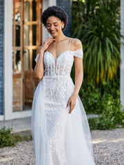 Spitze Oberteil Rücken Schulterfrei Tüllkleid Elfenbein