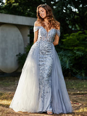 Spitze Oberteil Rücken Schulterfrei Tüllkleid Silber