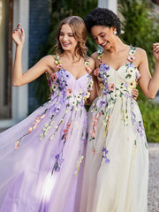 Teelänge Blumen Tüll Kleid Narzisse Übergröße
