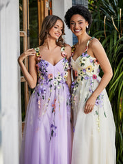 Teelänge Blumen Tüll Kleid Narzisse Übergröße