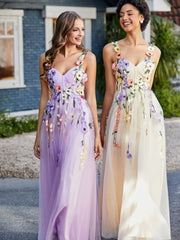 Teelänge Blumen Tüll Kleid Narzisse Übergröße