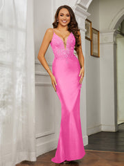 Tiefer V-Ausschnitt Applique Etui-Linie Kleid Azalee