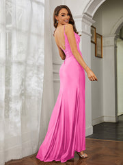 Tiefer V-Ausschnitt Applique Etui-Linie Kleid Azalee