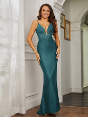 Tiefer V-Ausschnitt Applique Etui-Linie Kleid Pfau Übergröße