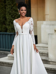 Spitze Rückenfrei A-Linie Brautkleid mit Knopf Schwarz