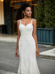 Herzform Spitze Applique Sweep-Zug Brautkleid Weiß