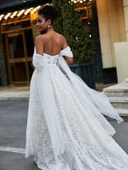 Herzform Ausschnitt Ärmellos Spitze A-Linie Brautkleid Elfenbein