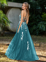 Spitze Applique Hoher Schlitz Tüll Kleid Jade