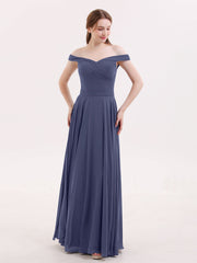Off-The-Schulter Voller Länge Chiffon Kleid Sturm