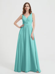 Offener Rücken Chiffon-Kleid mit V-Ausschnitt Spa