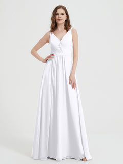 Offener Rücken Chiffon-Kleid mit V-Ausschnitt Weiß Übergröße