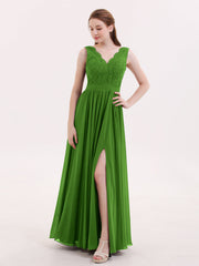 Spitze und Chiffon Sexy Kleid mit Schlitz Moos