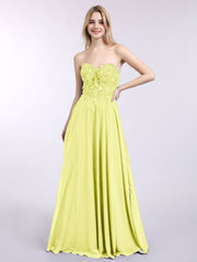 Trägerloser Ausschnitt Chiffon mit Applique Kleid Narzisse
