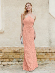 Halshalter Etui Spitze Kleid Papaya