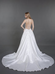 Spaghettiträger Einfach Satin Brautkleid Weiß