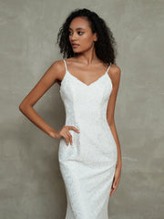 Spaghetti Träger Meerjungfrau Spitze Einfach Brautkleider Elfenbein