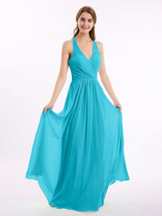 V-Ausschnitt  Chiffon Kleid mit Bowknot Jade