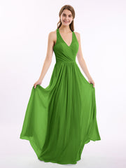 V-Ausschnitt  Chiffon Kleid mit Bowknot Moos