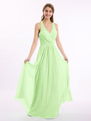 V-Ausschnitt  Chiffon Kleid mit Bowknot Salbei