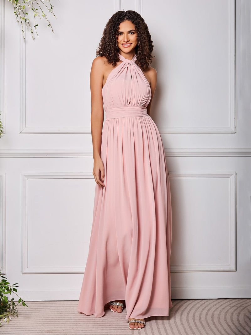 Deana High-Neck Halter Dress