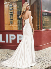 Herzform Meerjungfrau Plissee Ballkleid mit Schlitz Elfenbein