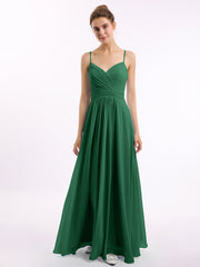 Spaghettiträger Chiffon Kleid mit Herz-Ausschnitt Dunkelgrün