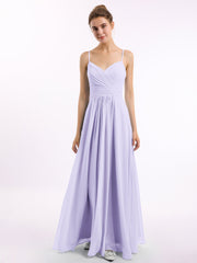 Spaghettiträger Chiffon Kleid mit Herz-Ausschnitt Lila