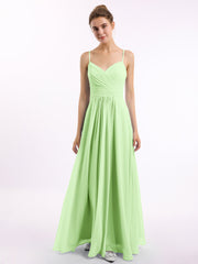 Spaghettiträger Chiffon Kleid mit Herz-Ausschnitt Salbei