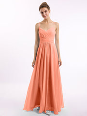 Spaghettiträger Chiffon Kleid mit Herz-Ausschnitt Sonnenuntergang