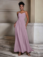 Kreuze-Plissee Mieder Kleider mit Spaghetti Träger Vintage Mauve