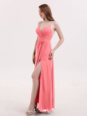 Sexy Tief V-Ausschnitt Kleid mit Schlitz Wassermelone
