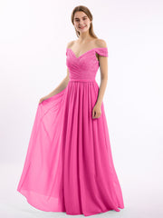 Off-The-Schulter Kleid mit Spitze Ober und Chiffon Unter Azalee