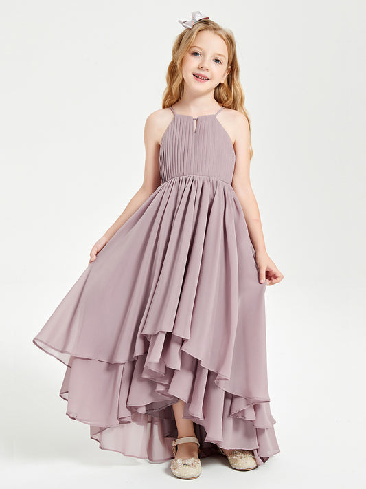 Asymmetrische Chiffon Junge Brautjungfernkleider Dämmerung