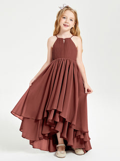 Asymmetrische Chiffon Junge Brautjungfernkleider Terrakotta