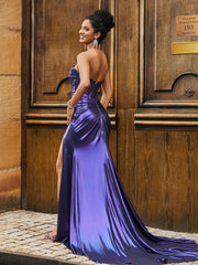 Plissee Korsett Oberteil Meerjungfrau Kleid mit Schlitz Regentschaft