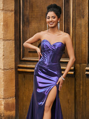 Plissee Korsett Oberteil Meerjungfrau Kleid mit Schlitz Regentschaft